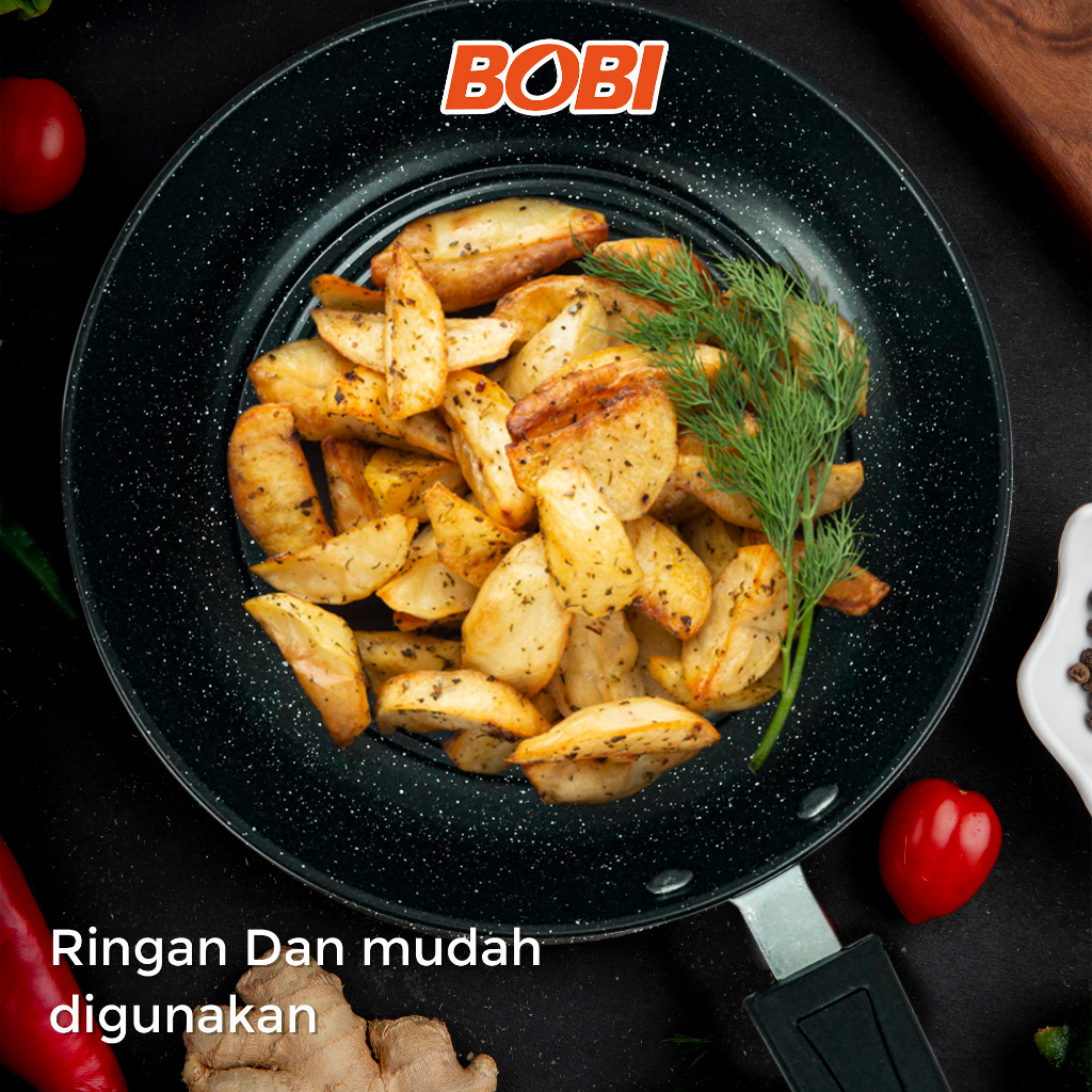 Teflon Panci Penggorengan 22 cm // Wajan Penggorengan Anti lengket Wok Pan // Teflon Praktis Bobi - Warna Random