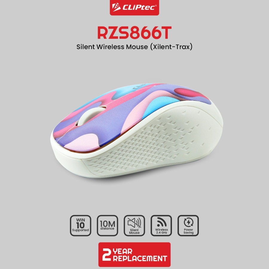 mouse cliptech Rzs 866t xilent wireless mouse-putih