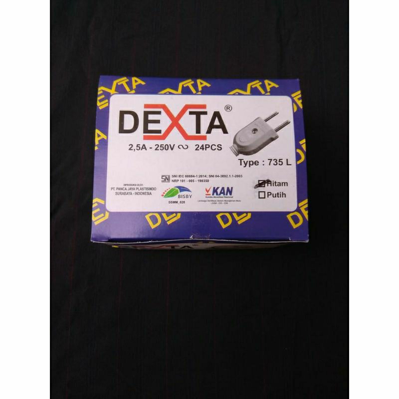 Steker Gepeng Dexta Hitam / Putih - SNI