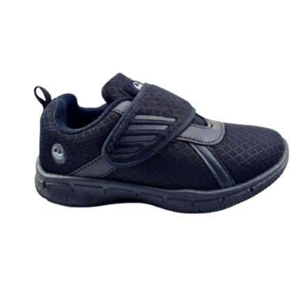 SEPATU SEKOLAH ANAK HITAM  POLOS PEREKAT VELCRO RUNNER 408 - FANZ SHOES