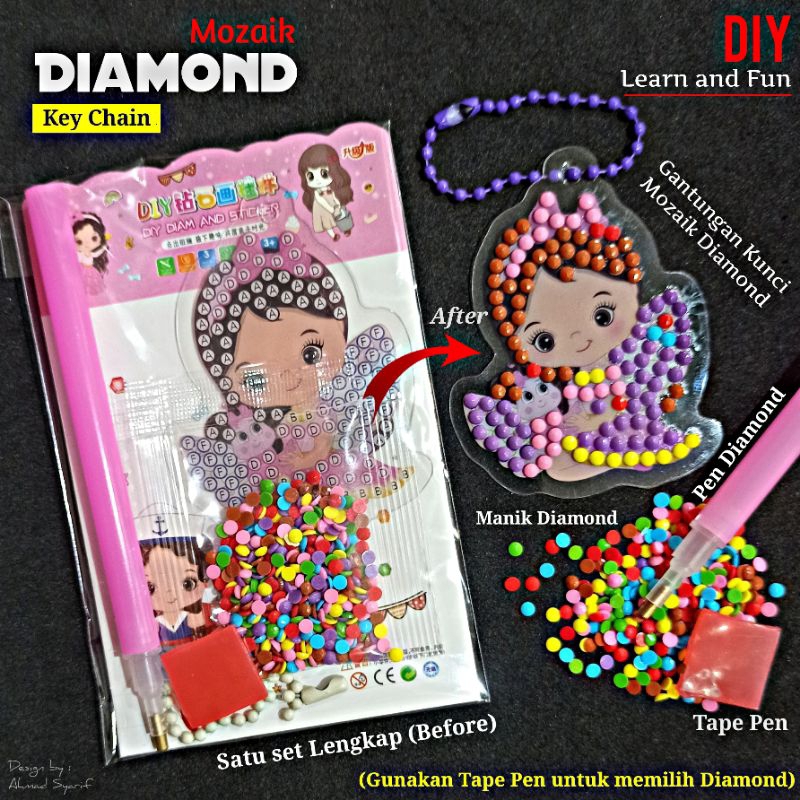 DIY GANTUNGAN KUNCI MOZAIK PUZZLE DIAMOND - MAINAN EDUKASI ANAK TK SD PAUD