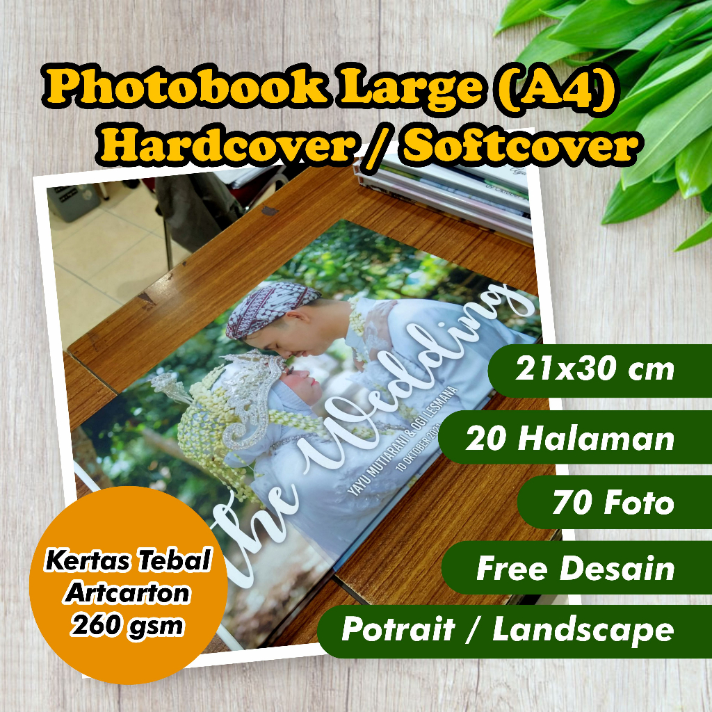 Photobook Large / A4 (20 hal) - 70 FOTO - 21 x 30 cm - Hardcover / Softcover - Cetak Album Magazine 