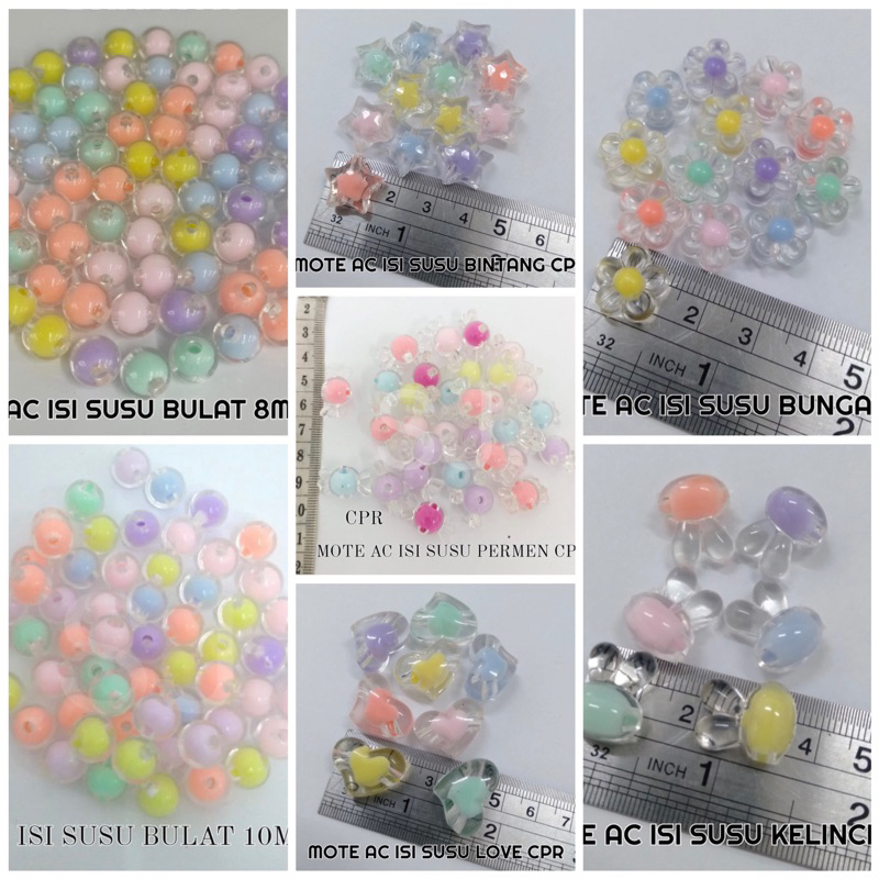 Mote isi / Manik akrilik isi / monte gelang / manik gelang / manik kristal / ice monte/ bahan meronc