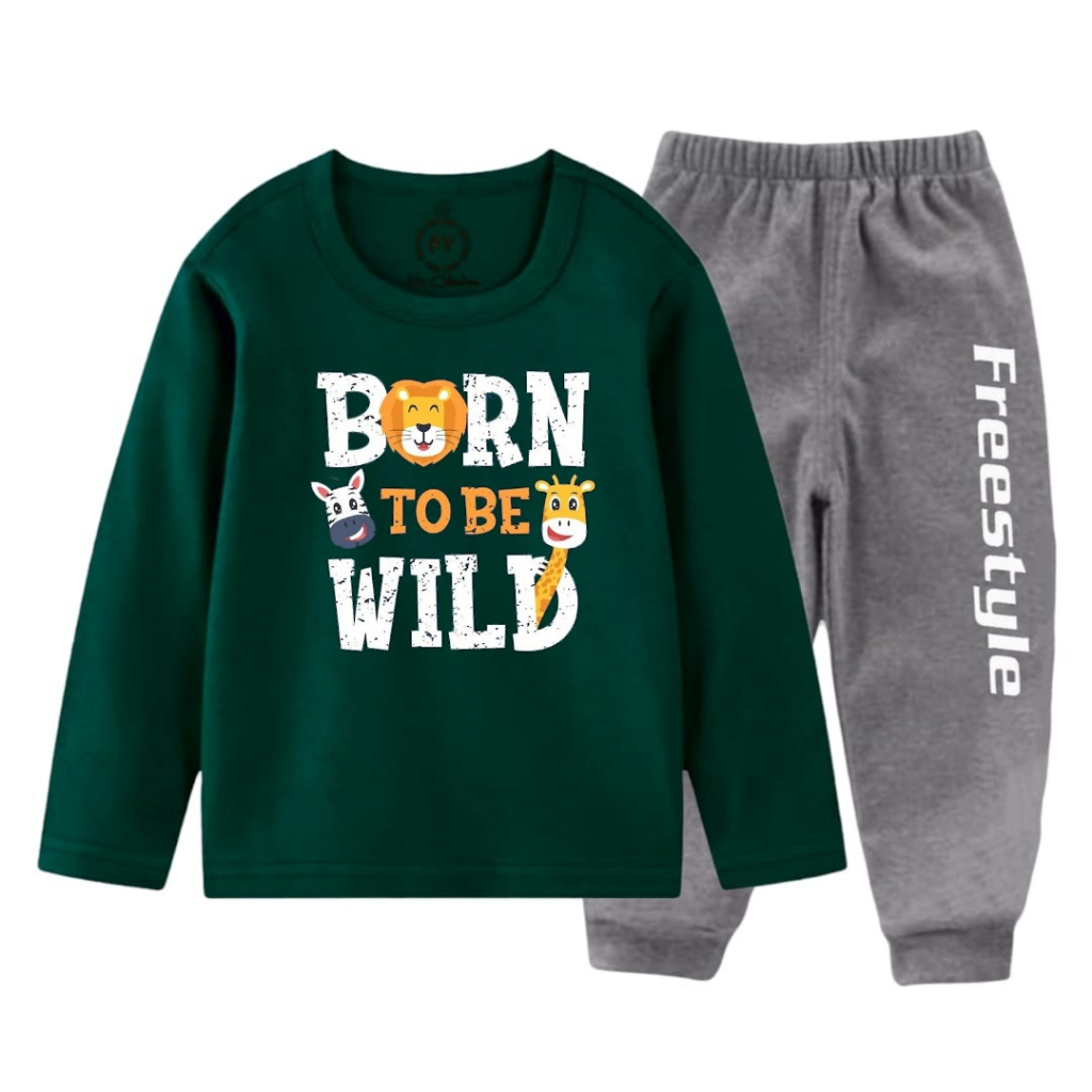 Rdkidzid SET Lengan Panjang Setelan Anak Laki Laki Motif Born To Wild Pj