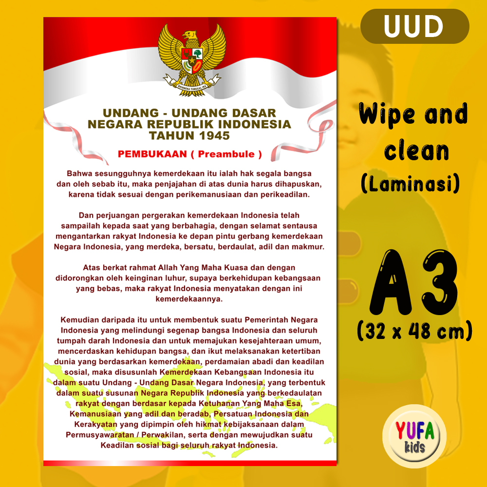 148 Poster Undang - undang Dasar 1945 - Poster UUD 1945 - Poster Edukasi Anak - Poster belajar anak 