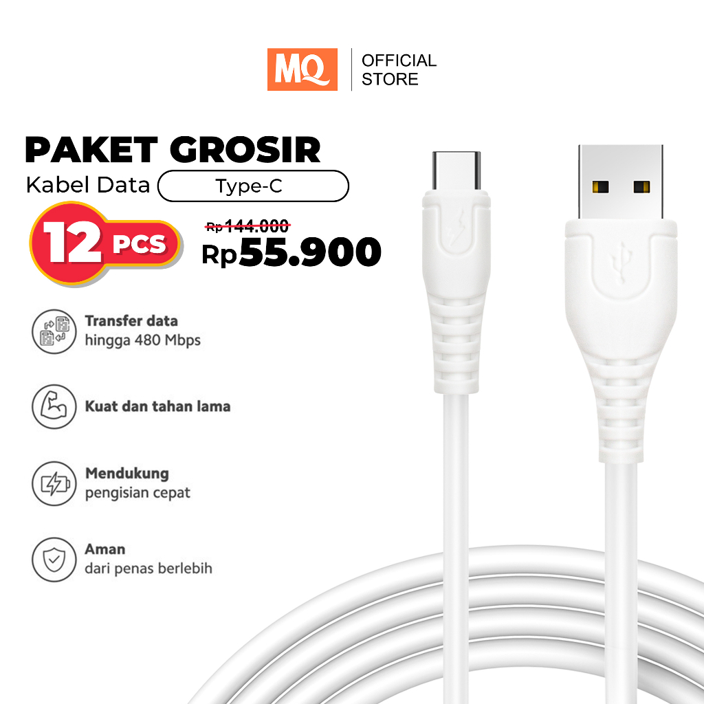 [PAKET GROSIRAN] MQ 12 Pcs USB Kabel Type-C Quick Charge