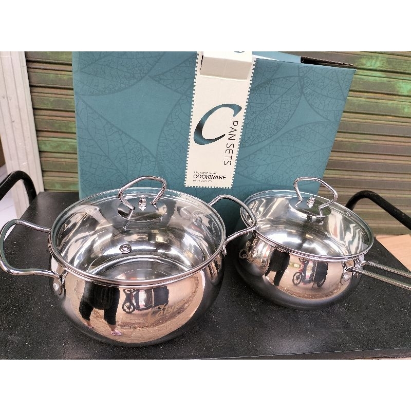 (COD) Panci Steamer Calypso Stainless / Panci labu Calypso 16 &amp; 18cm / Soup Pot Calypso Tutup Kaca / Panci Stainless