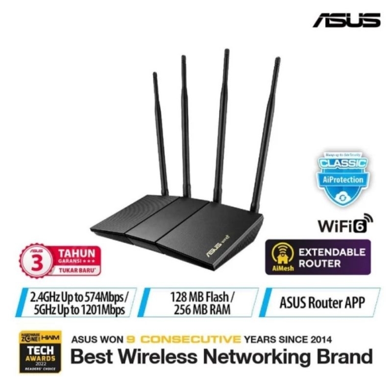 ASUS RT-AX1800HP Dual Band Wifi Router Ultra High Power ( Upgrade from RT-AC59 / AC1500 ) pengganti RT-N12HP dan RT-N14UHP