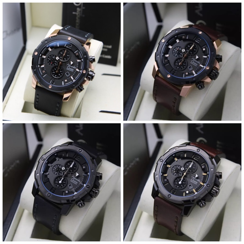 JAM TANGAN PRIA ALEXANDRE CHRISTIE AC 6410 MC / AC6410 / 6410 ORIGINAL CHRONOGRAPH LEATHER