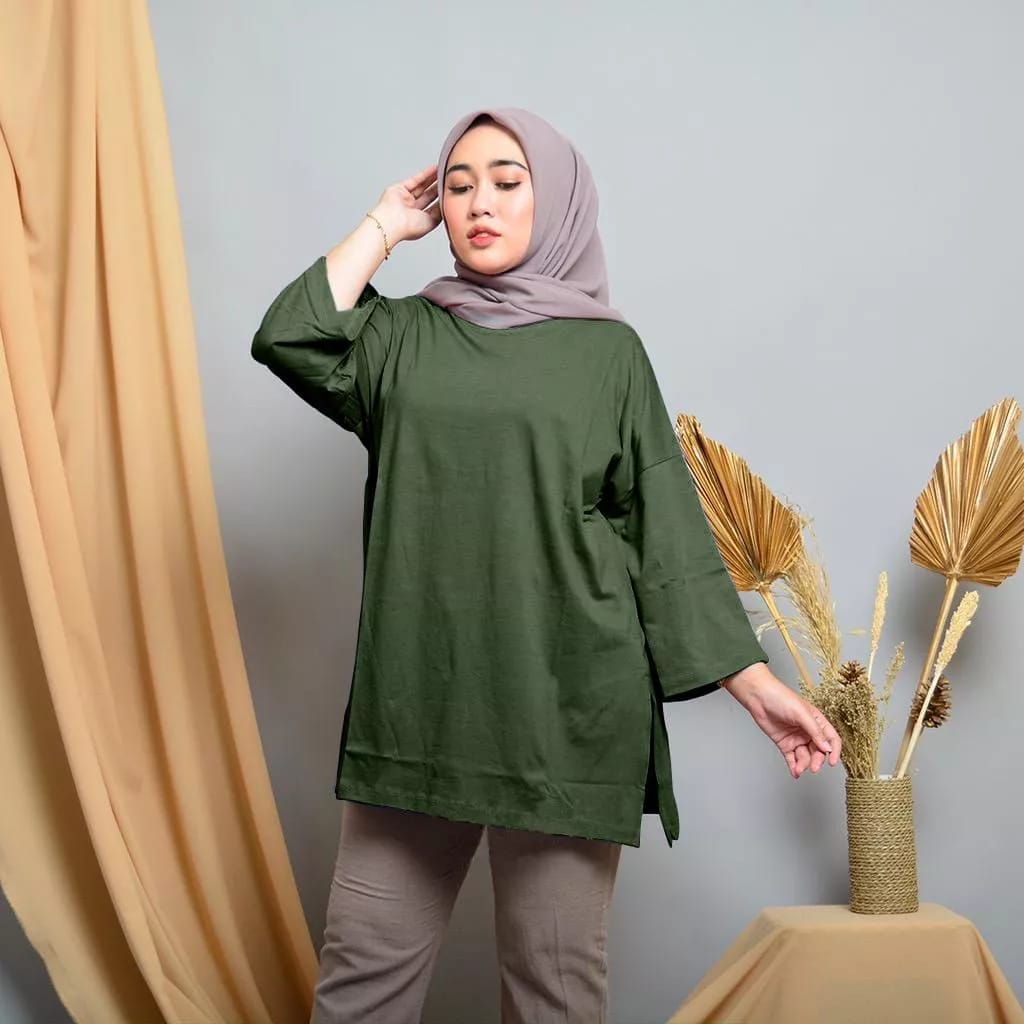 Charyatink - Atasan Tunik Polos Wanita Bahan Bebyterry Up to XXL