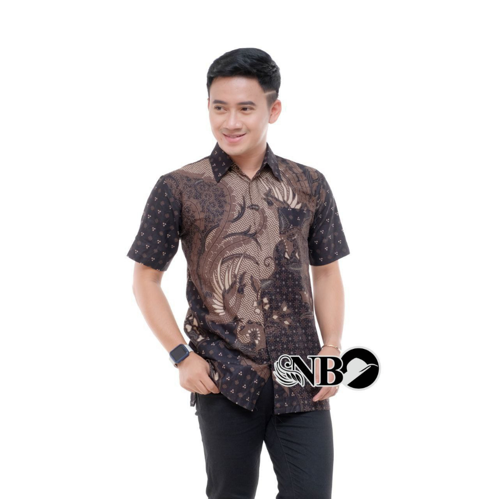 Batik HRB026 Kenongo Hem Kemeja Batik Pria Lengan Pendek