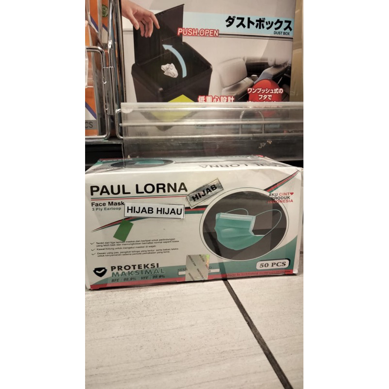 Paul Lorna Hijab Disposal Masker 3 ply Isi 50pcs(Hijau)