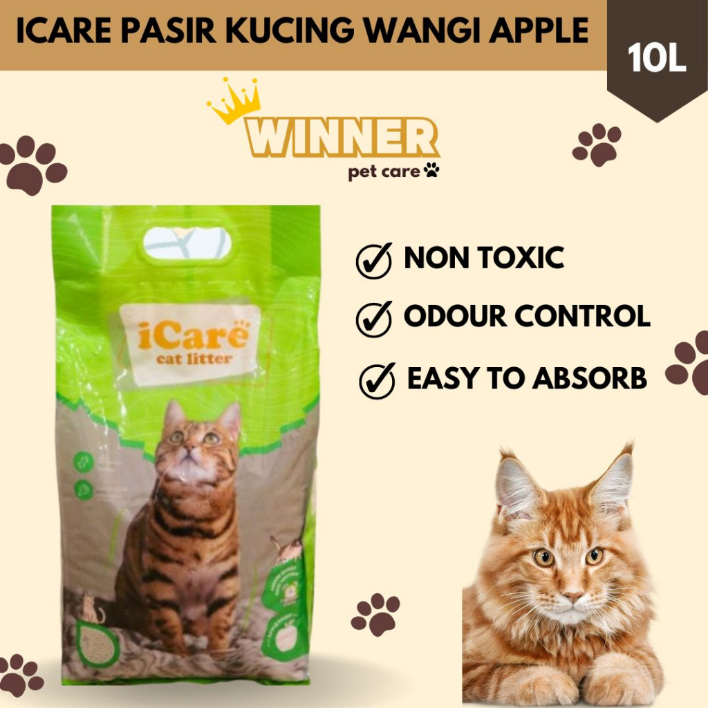 ICARE Premium Import Pasir Kucing Cat Litter Wangi Apple 10 Liter