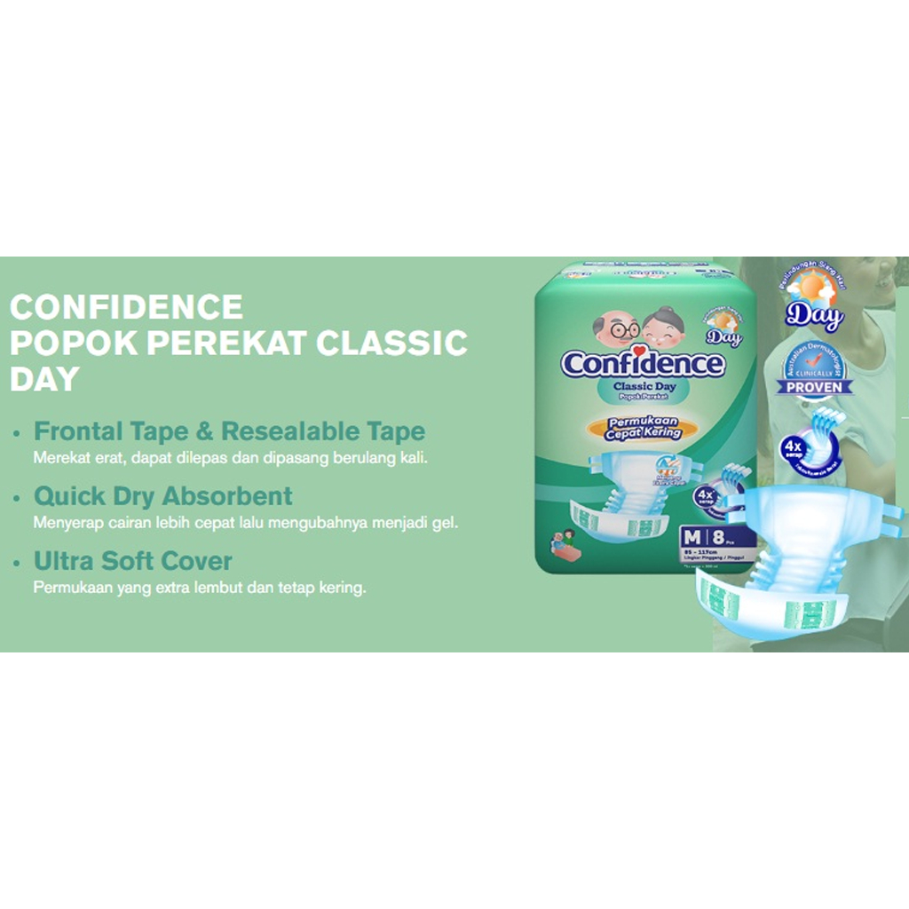 Confidence Classic Day Popok Perekat Dewasa Kartonan