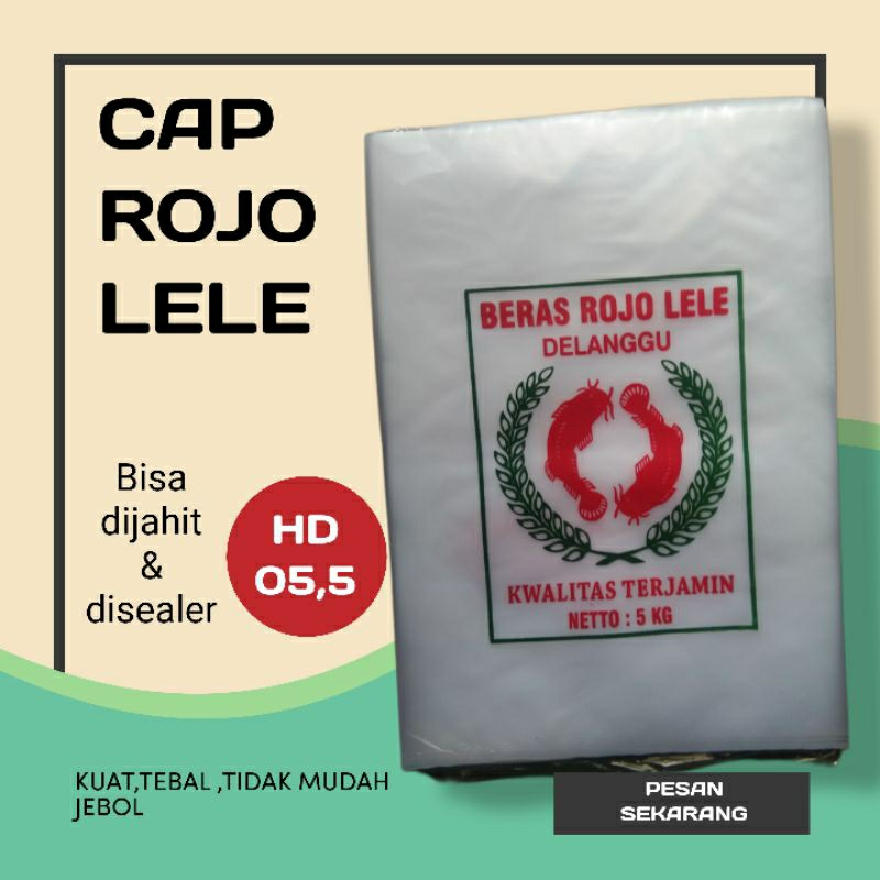 ( isi 100) plastik kemasan beras rojo lele 5 kg,3kg & 2,5 kg  sablon 2 warna