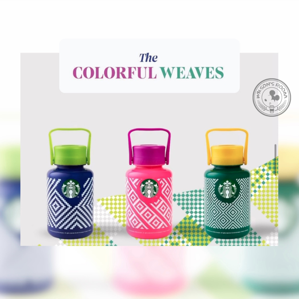 Starbucks Tumbler 1 Liter Plastic Reusable Bottle Water Pink Navy Green Weave Original Weaves 1L Kre