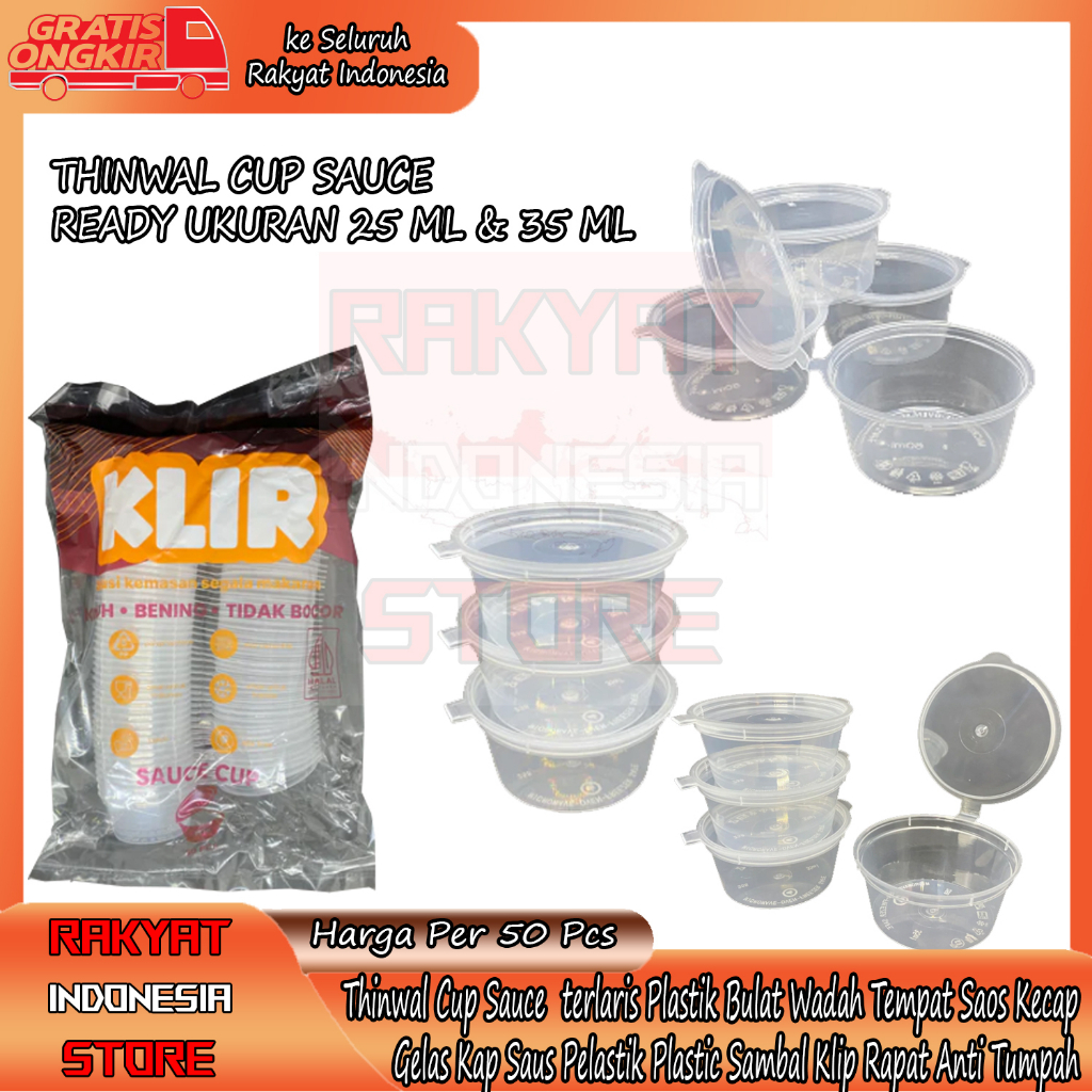 Thinwal Klir  Cup Sauce  terlaris Plastik Bulat Wadah Tempat Saos Kecap  Gelas Kap Saus Pelastik Pla