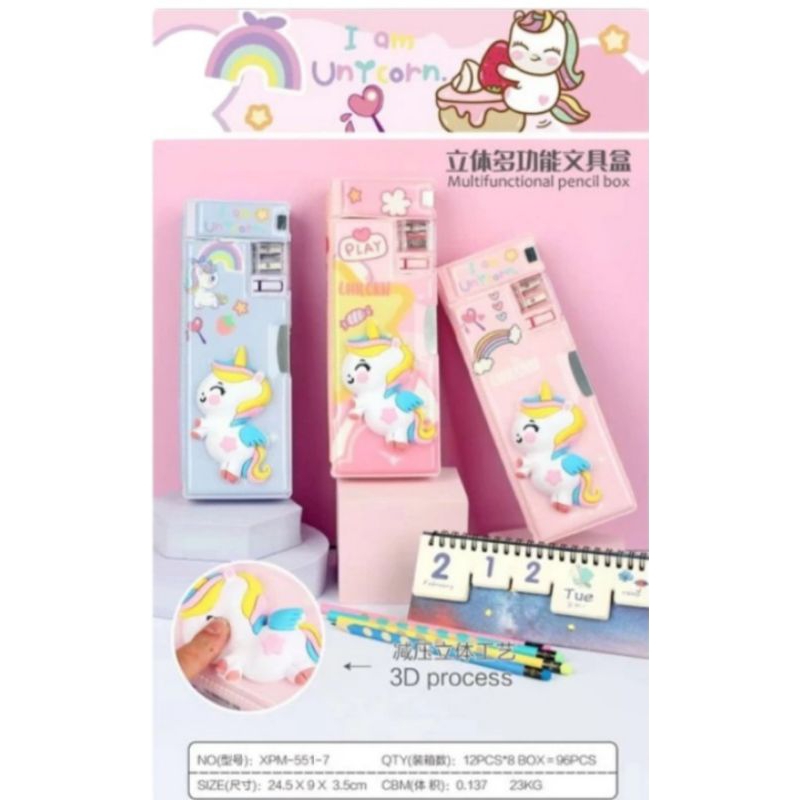 

Tempat pensil squishy unicorn / Tempat pensil magnet unicorn squishy / Kotak pensil squishy unicorn