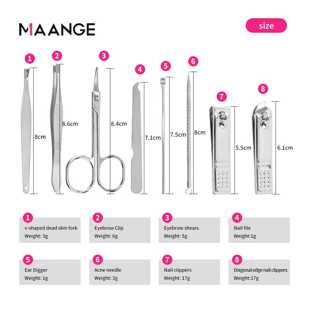 MAANGE Set Gunting Kuku Manikur Stainless Steel Gunting Kuku Hijau Alat Manicure Alat 1267