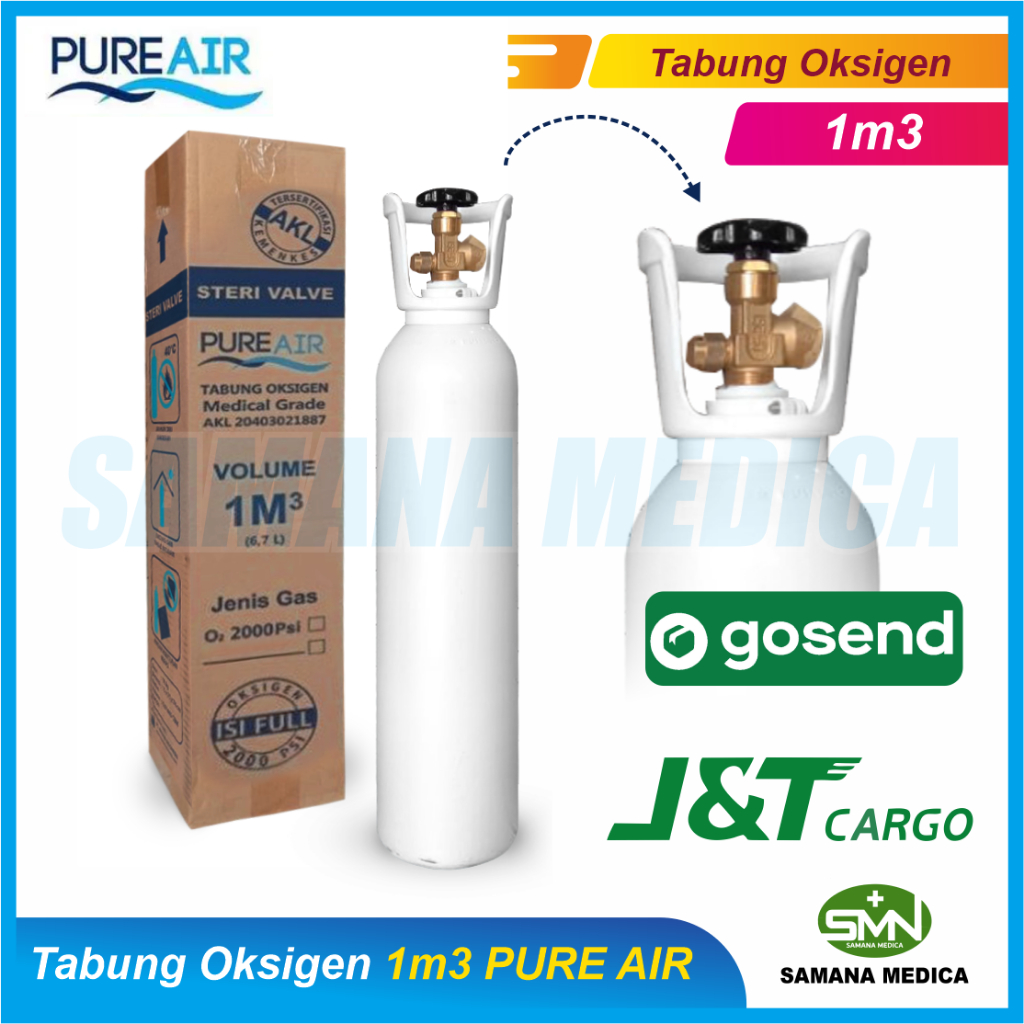 GOSEND ONLY - Tabung Oksigen PURE AIR  Medis 1M3 isi Full Tanpa Troli - PURE AIR Murah Promo