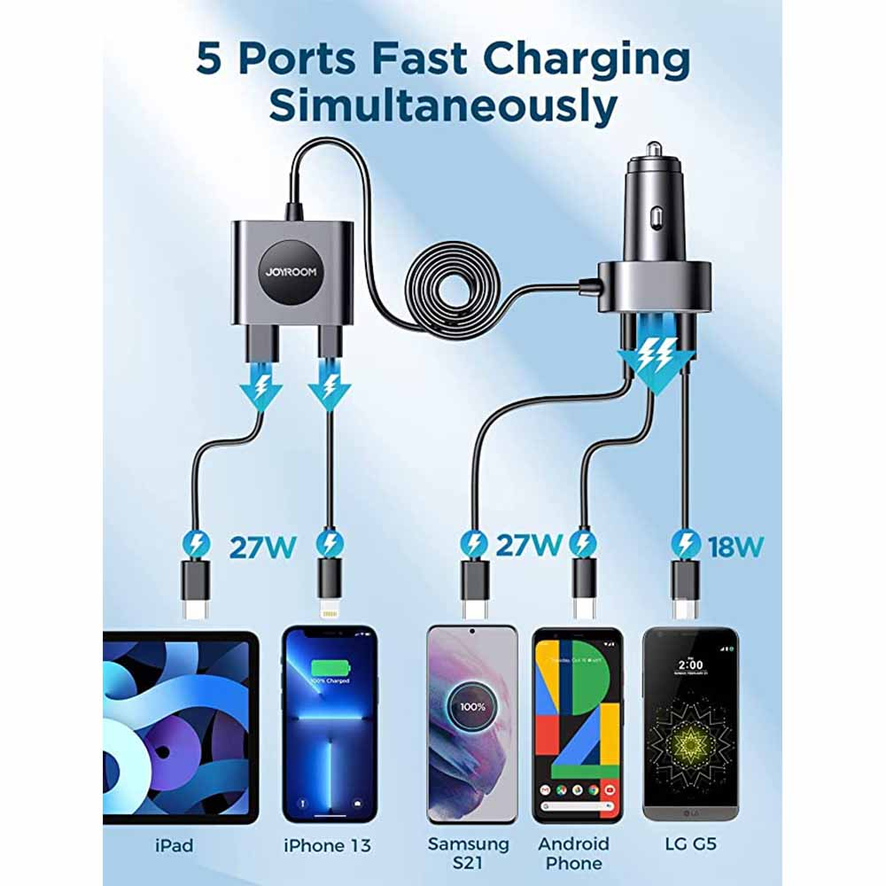 JOYROOM Car Charger USB Type-C Fast Charging 5 Port 72W - JR-CLO5 - Black