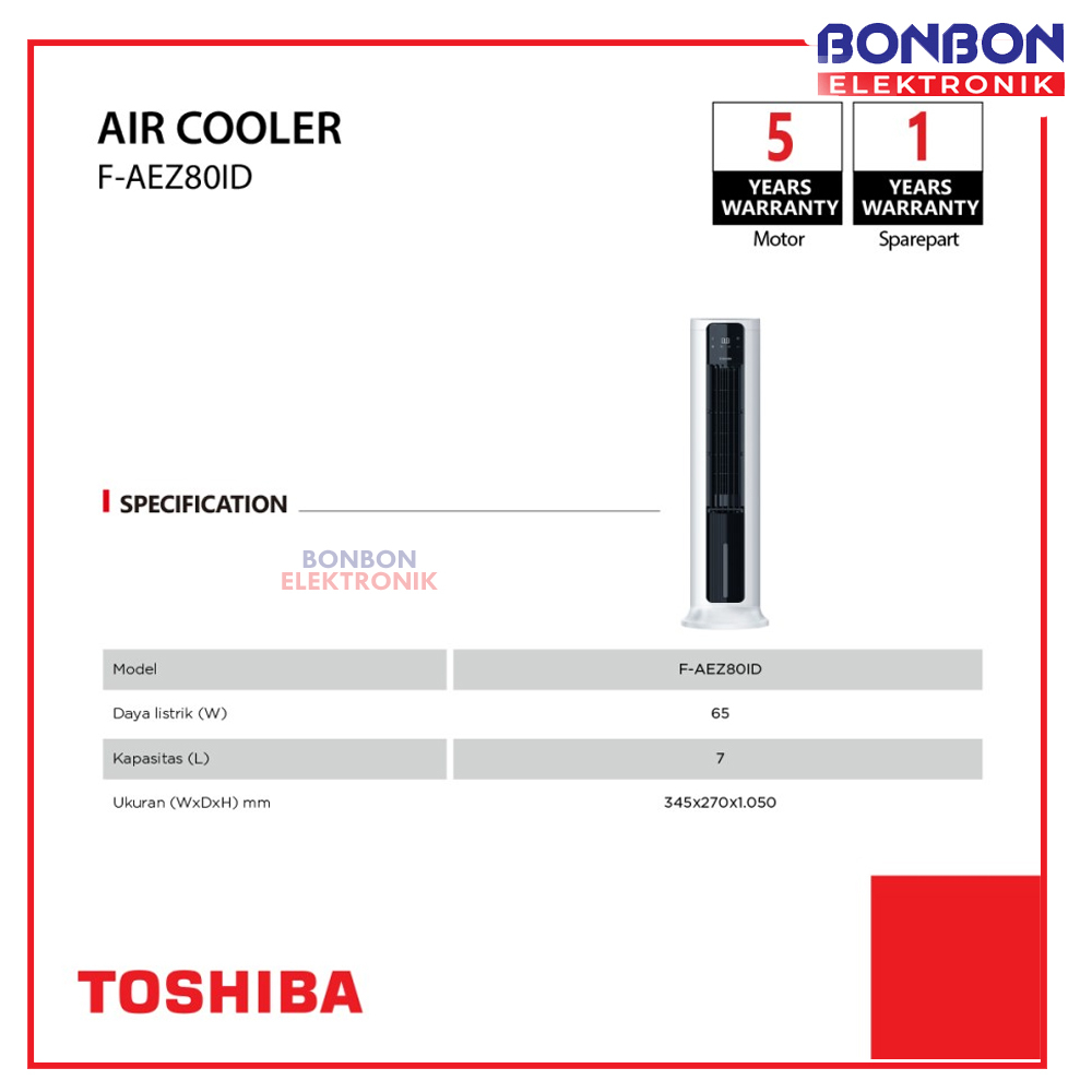 Toshiba Air Cooler 7 Liter F-AEZ80ID Humid Cool Airdynamic 20m² 65W