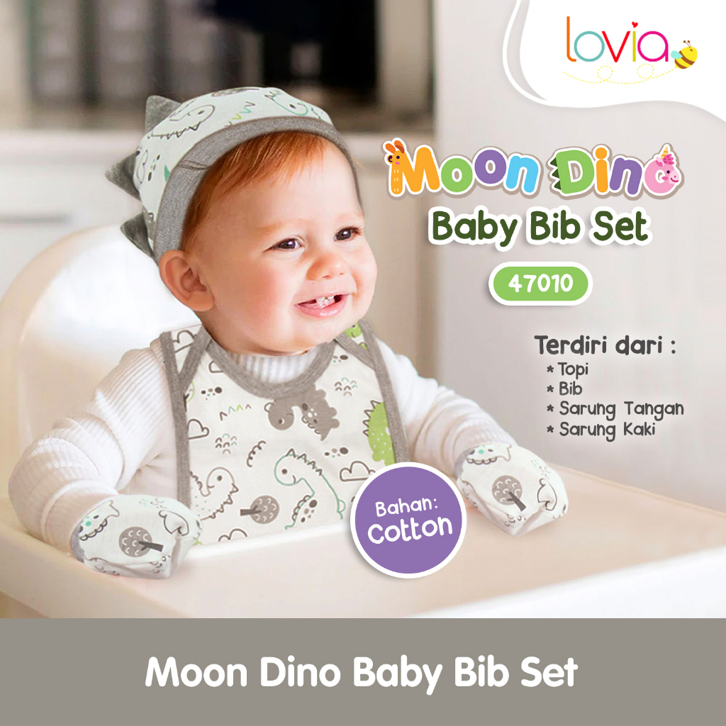 Kiddy Moon Dino Baby Bib Set / celemek bayi / 47010