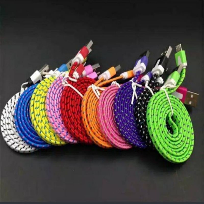 Kabel Data 3 Meter Micro USB Gepeng Tali Sepatu