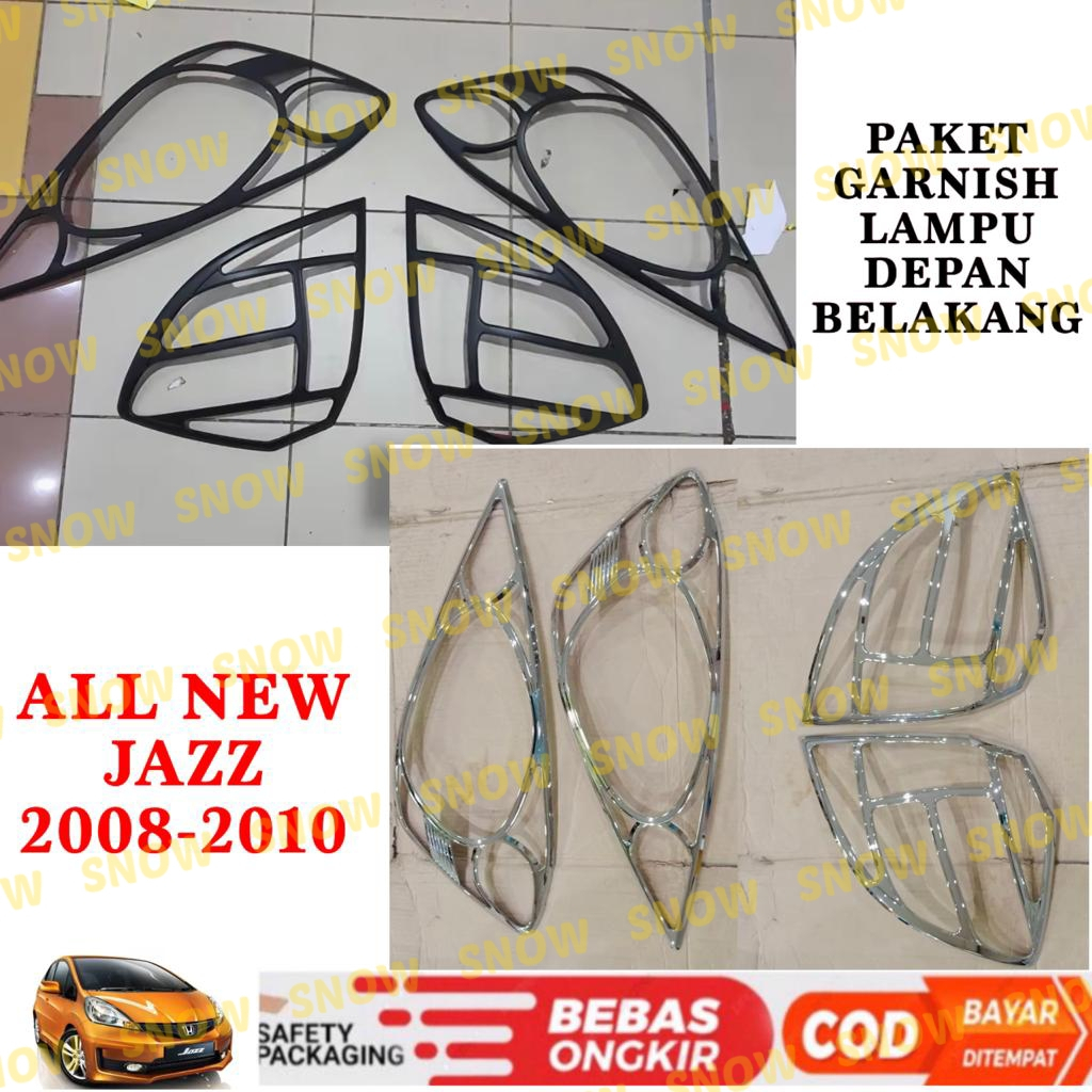 Paket Garnish Lampu Depan Belakang All New Jazz 2008 2010 Hitam Chrome