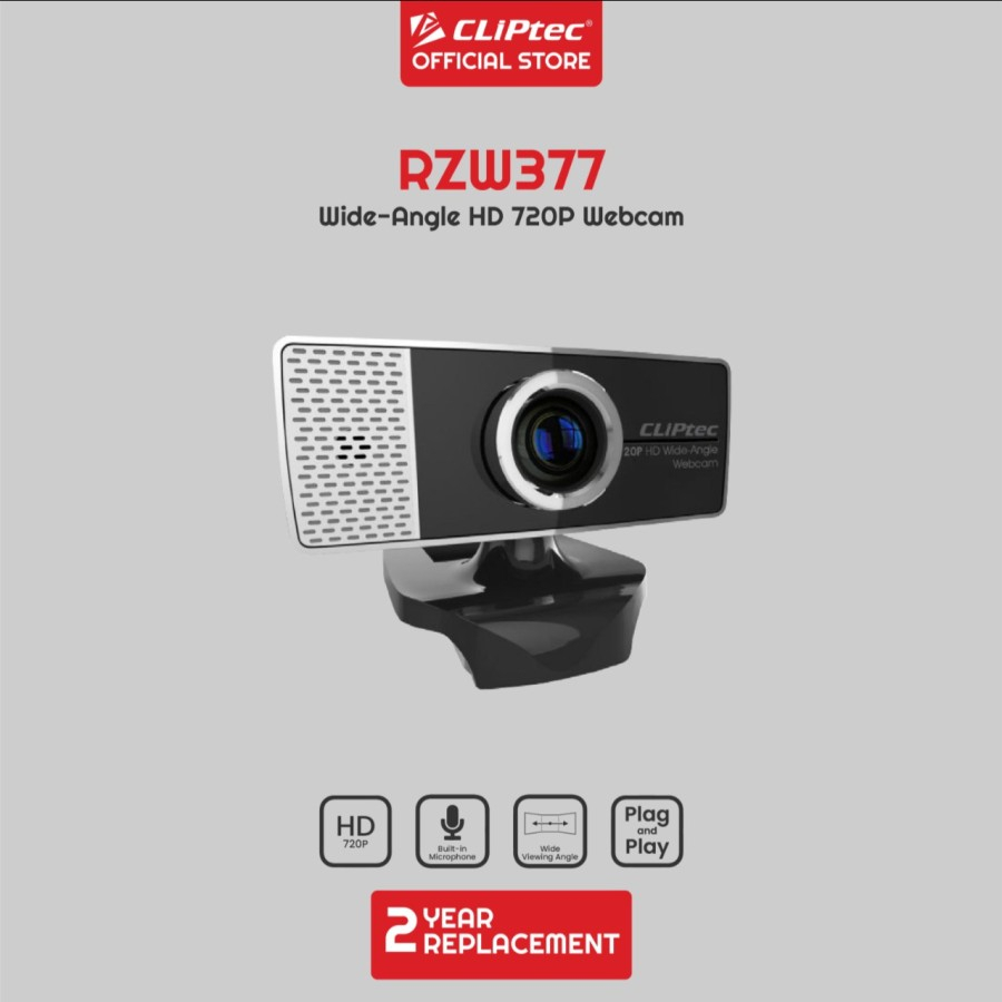 Webcam RZW377 Built in Microphone Wide-Angle HD 720P CLIPtec