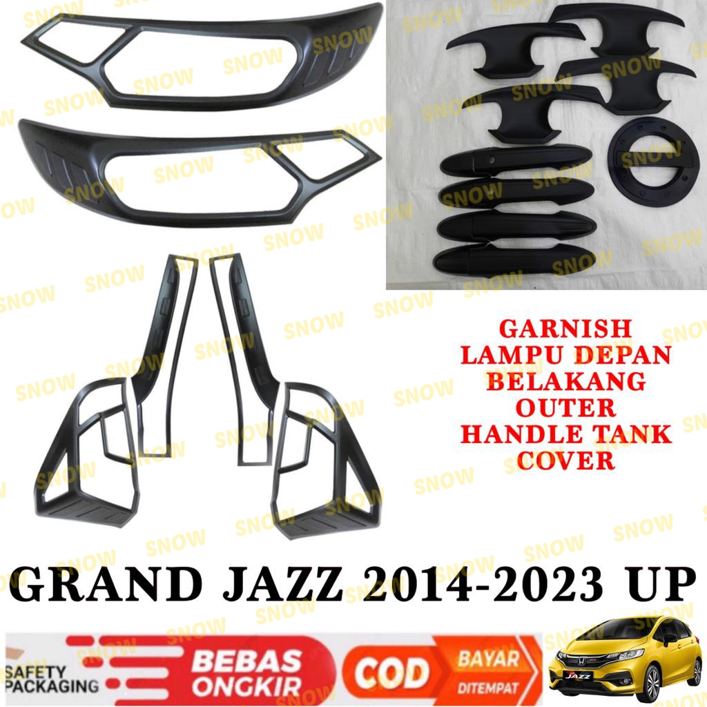 Paket Garnish Lampu Depan Belakang Outer Handle Tank Cover Grand All New Jazz GK5 2014 2017 2021 2022 2023 Hitam