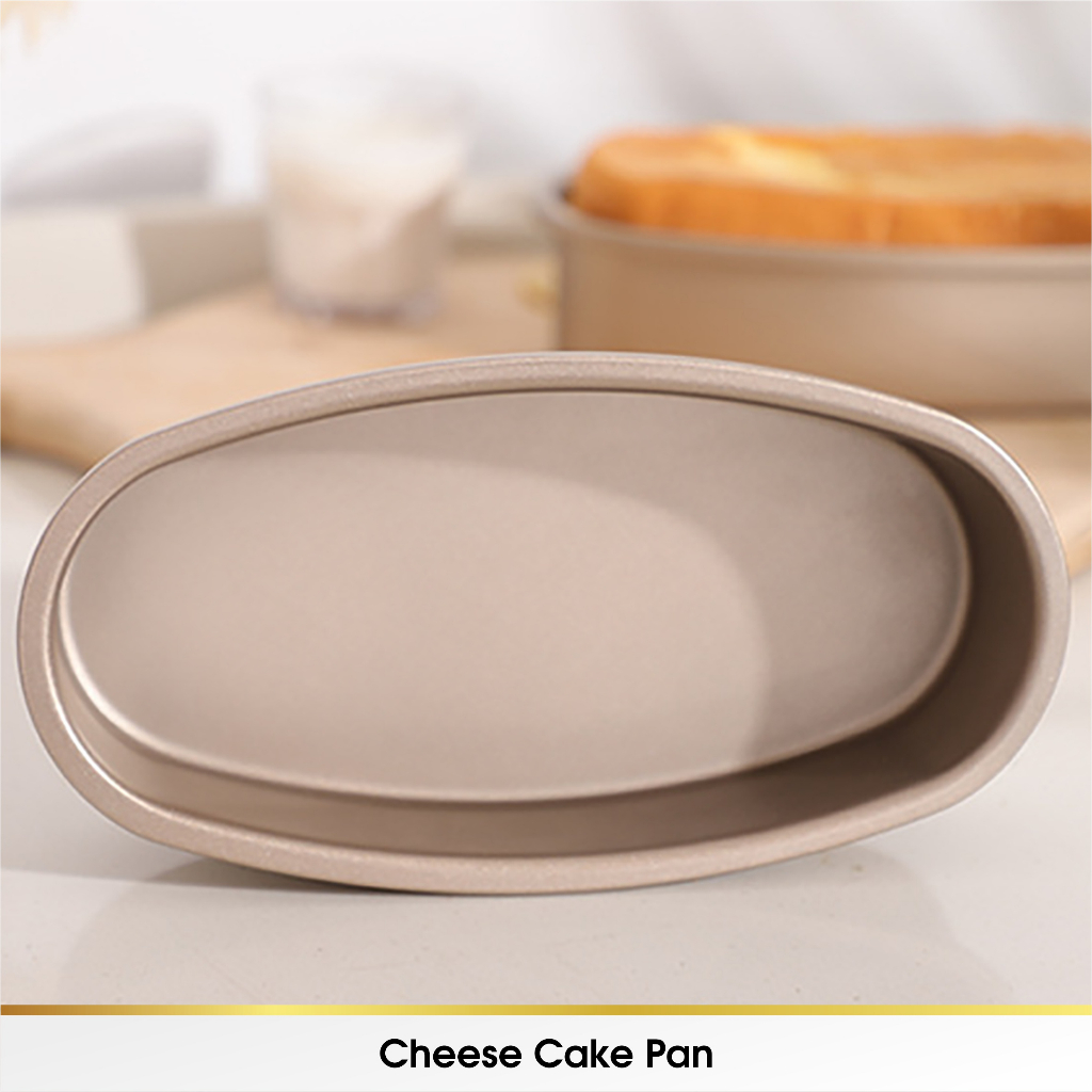 Cetakan Loyang Kue Bolu Kue Roti Oval Cheese Cake Press Tanpa Sambungan Premium Anti Lengket Non Stick Carbon Steel