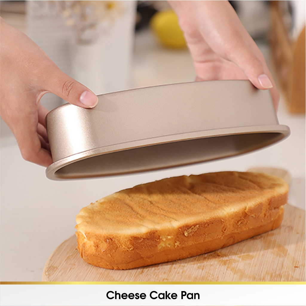 Cetakan Loyang Kue Bolu Kue Roti Oval Cheese Cake Press Tanpa Sambungan Premium Anti Lengket Non Stick Carbon Steel