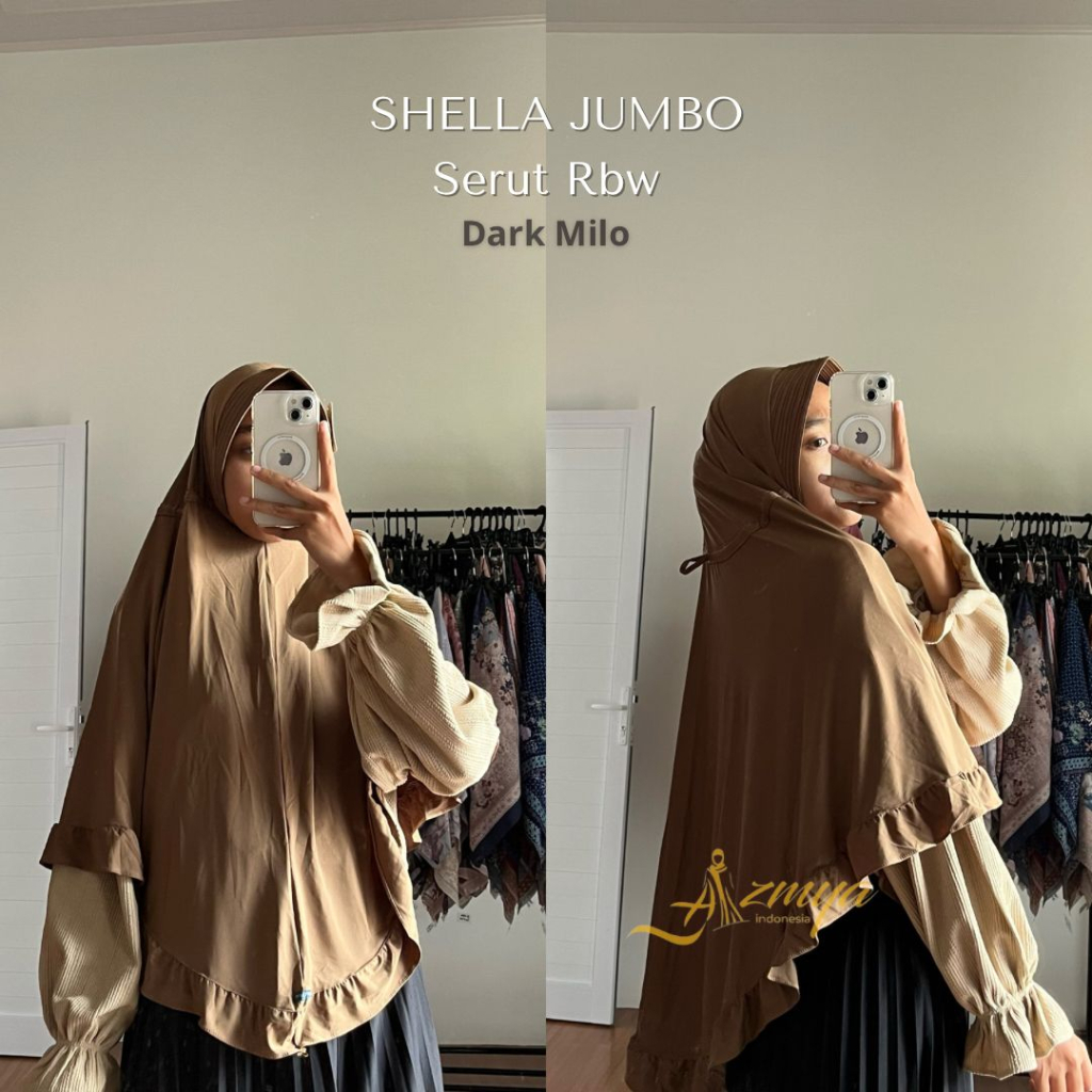 JIlbab Instan Shella Rampel Bawah Jumbo Hijab Instan Jumbo Bahan Zoya