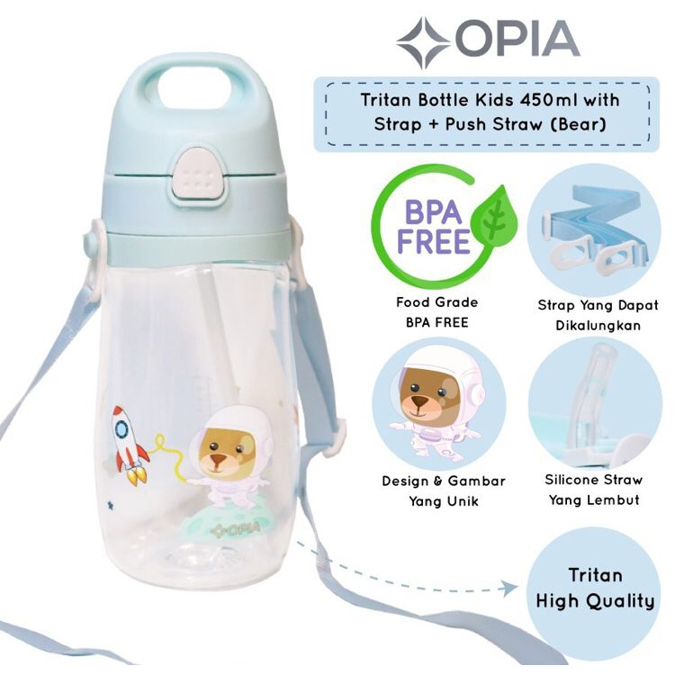 OPIA TRITAN BOTTLE KIDS WITH STRAP 450ML (BOTOL MINUM ANAK)