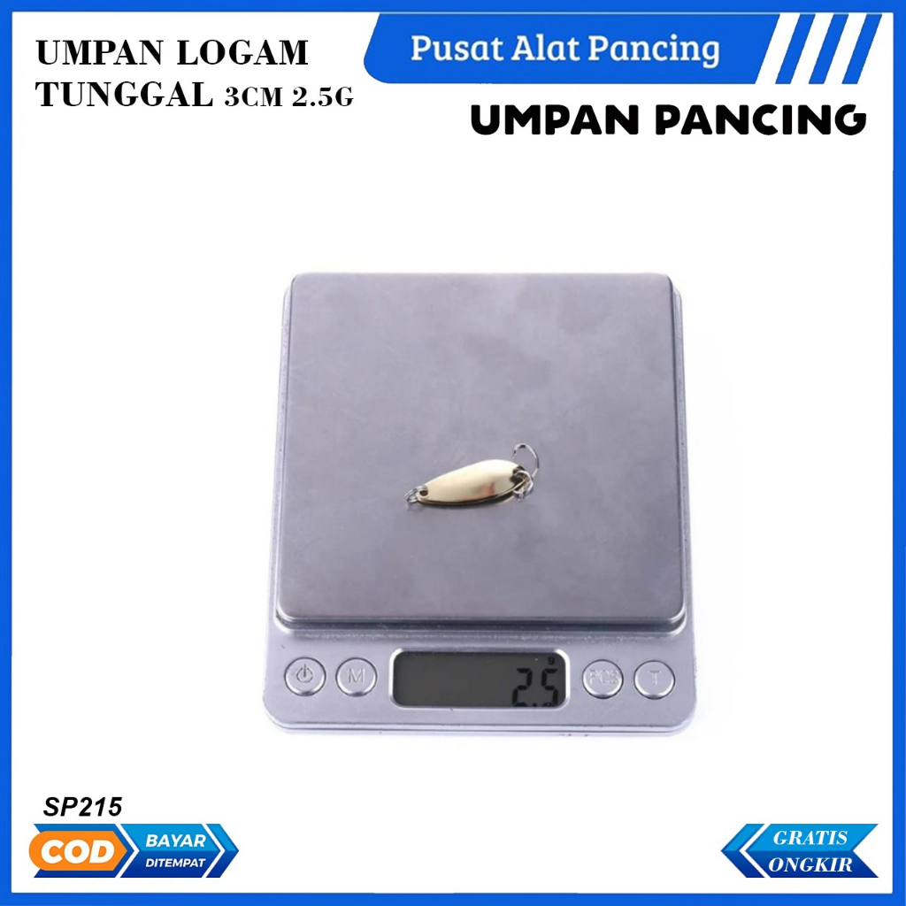 Umpan Pancing Logam SP215 Pemutar Sendok Logam 3Cm 2.5G Gaya Baru dengan Kait Tunggal