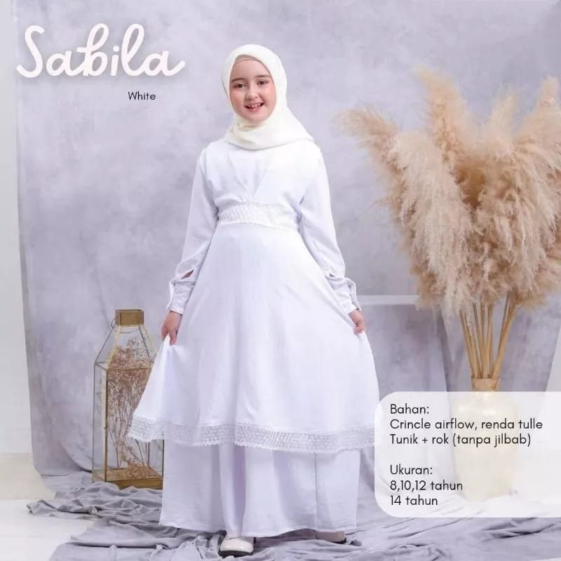 Gamis Crinkle Airflow Gamis Anak Tanggung 8 - 14 Tahun Sabila Kids