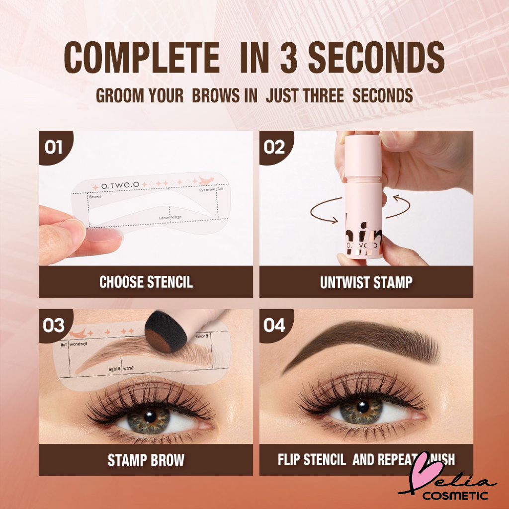 ❤ BELIA ❤ O.TWO.O Lasting Browfun Cushion Eyebrow Powder | Brow Stamp Long Lasting Eyes Makeup With Spoolie Brush 10 Reusable Beginner