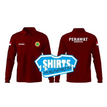 polo shirt kaos kerah perawat / polo shirt kerah perawat lengan panjang / polo shirt perawat pria wa