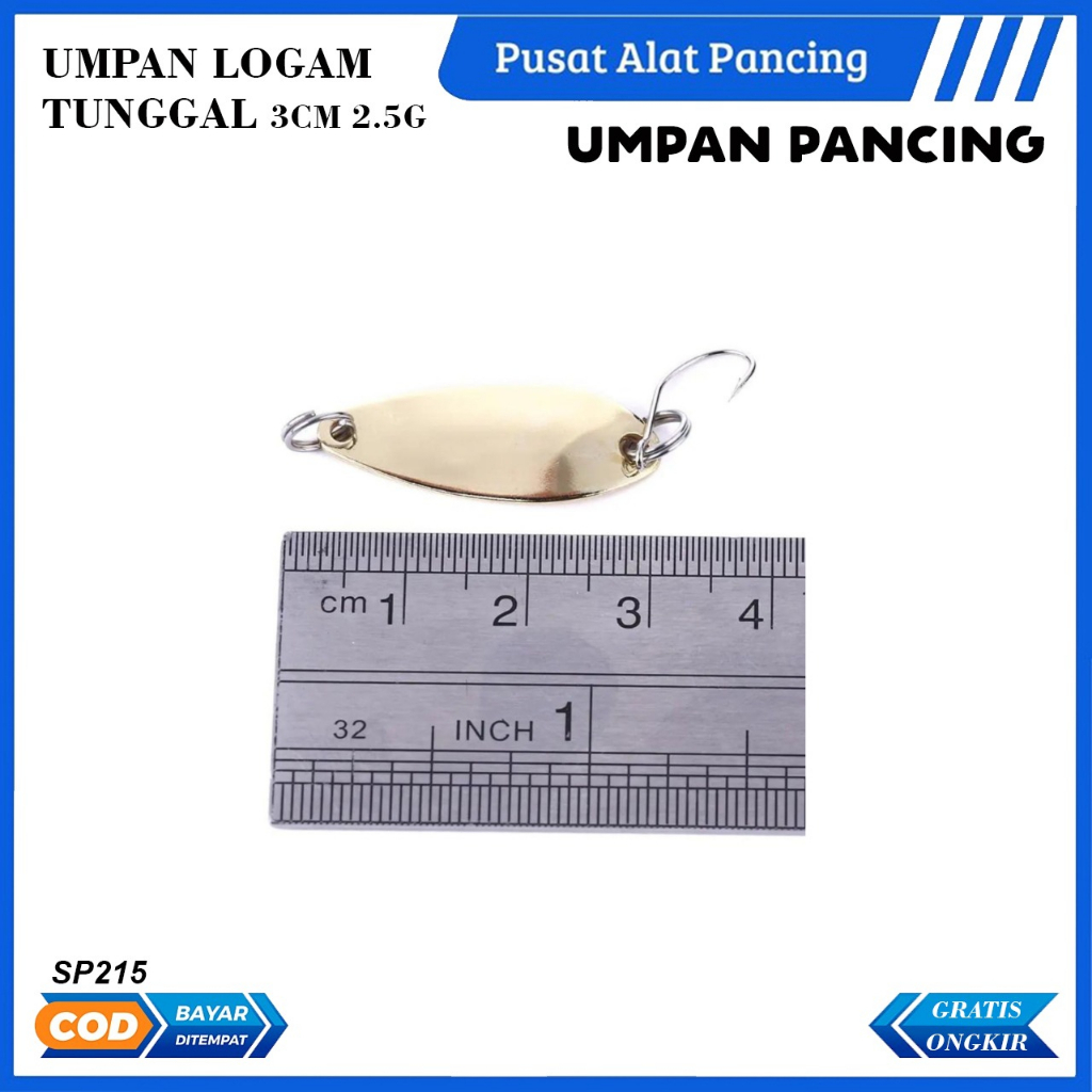 Umpan Pancing Logam SP215 Pemutar Sendok Logam 3Cm 2.5G Gaya Baru dengan Kait Tunggal