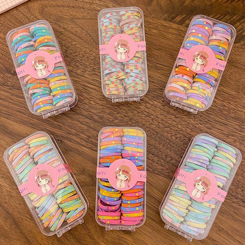60PCS ! Karet Rambut Anak Perempuan Elastisitas tinggi anak-anak tidak melukai karet gelang rambut /  Ikat Rambut Karet Polos Elastis Gaya Korea / Karet Gel