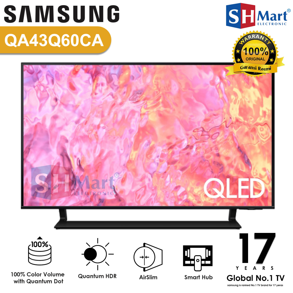 SAMSUNG QLED SMART TV 43 INCH 43Q60C UHD 4K QA43Q60CAKXXD NEW 2023 GARANSI RESMI