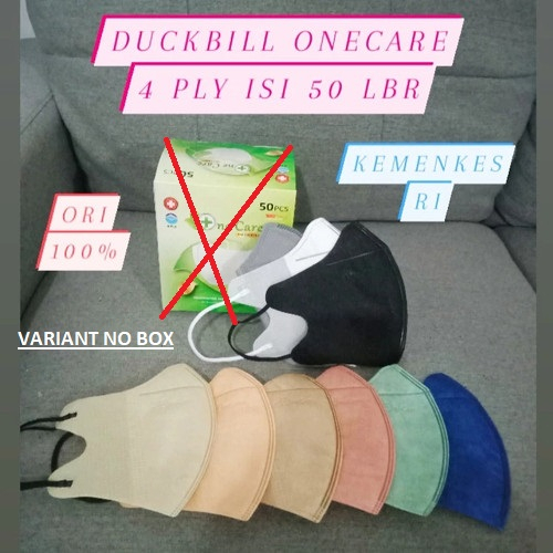 Masker Duckbill Dewasa Earloop 4 ply Onecare Original Variant NO BOX Isi 50pcs Kemenkes