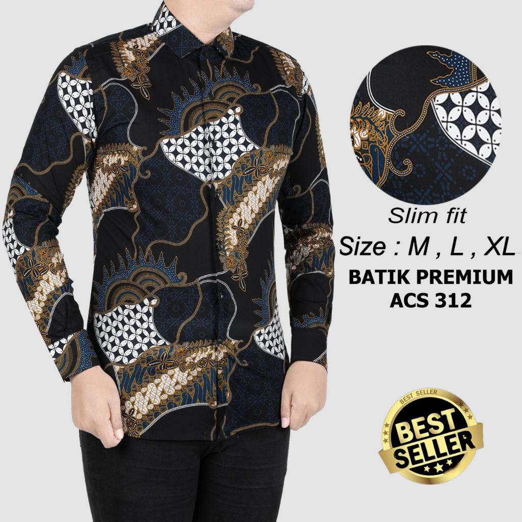 KEMEJA BATIK PRIA SLIM FIT BAJU BATIK PRIA SLIM FIT PREMIUM ACS312