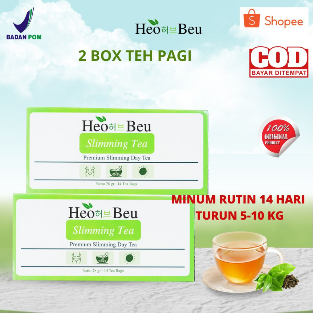 

2 BOX HEO BEU SLIMMING TEH PAGI TEH PELANGSING 100% ORIGINAL HALAL BPOM | BISA COD PENURUN BERAT BADAN BISA BUAT PRIA&WANITA