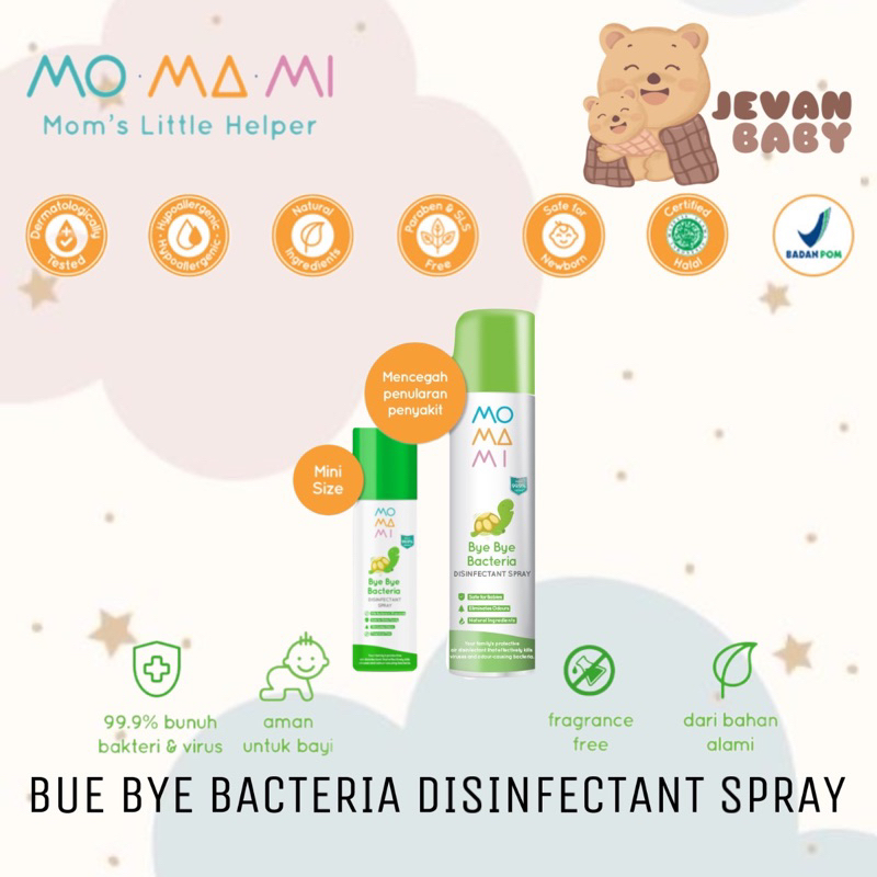 Momami Bye Bye Bacteria Disinfectant Spray 50ml 350ml / Spray Pembersih Udara