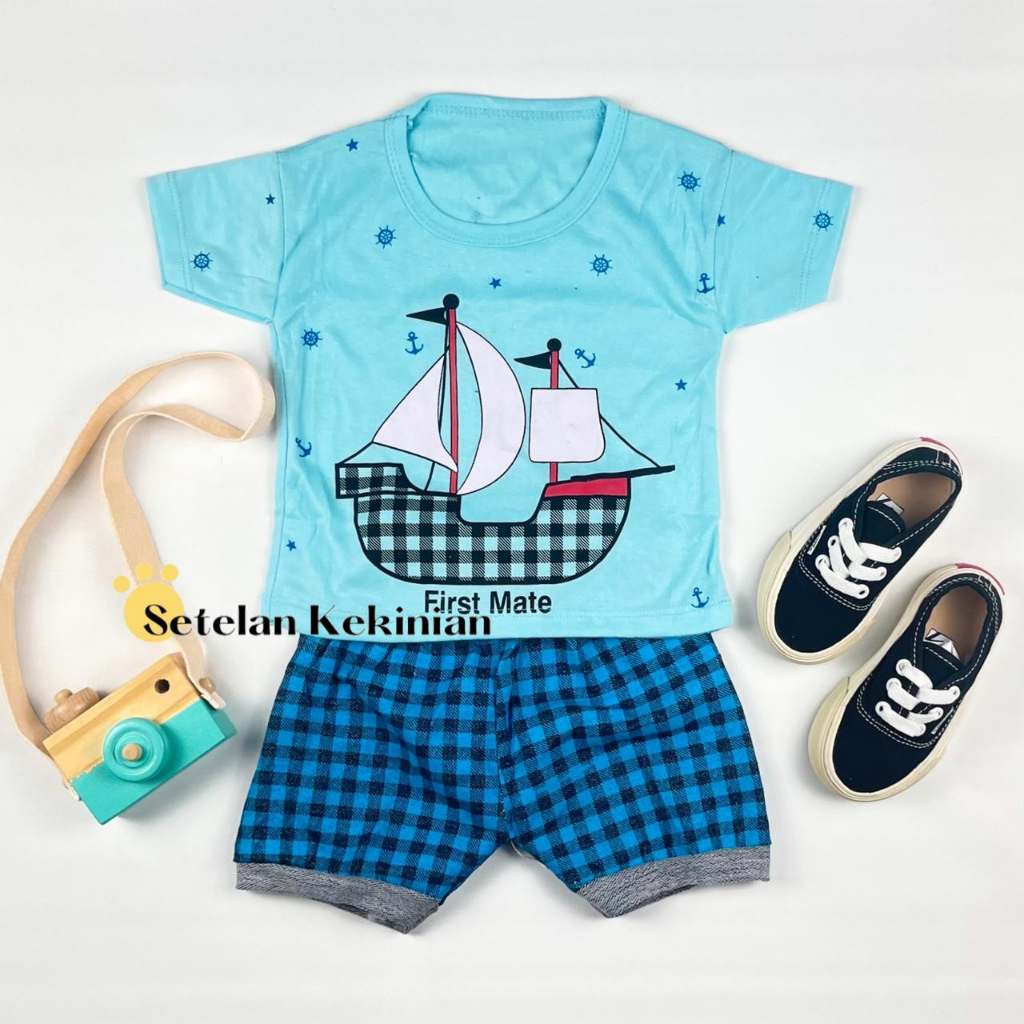 [SERIES BIRU] Set Anak Cowok 0-12bulan Setelan Bayi Laki Laki Kaos Lembut Katun Kado Akikah Set Newborn