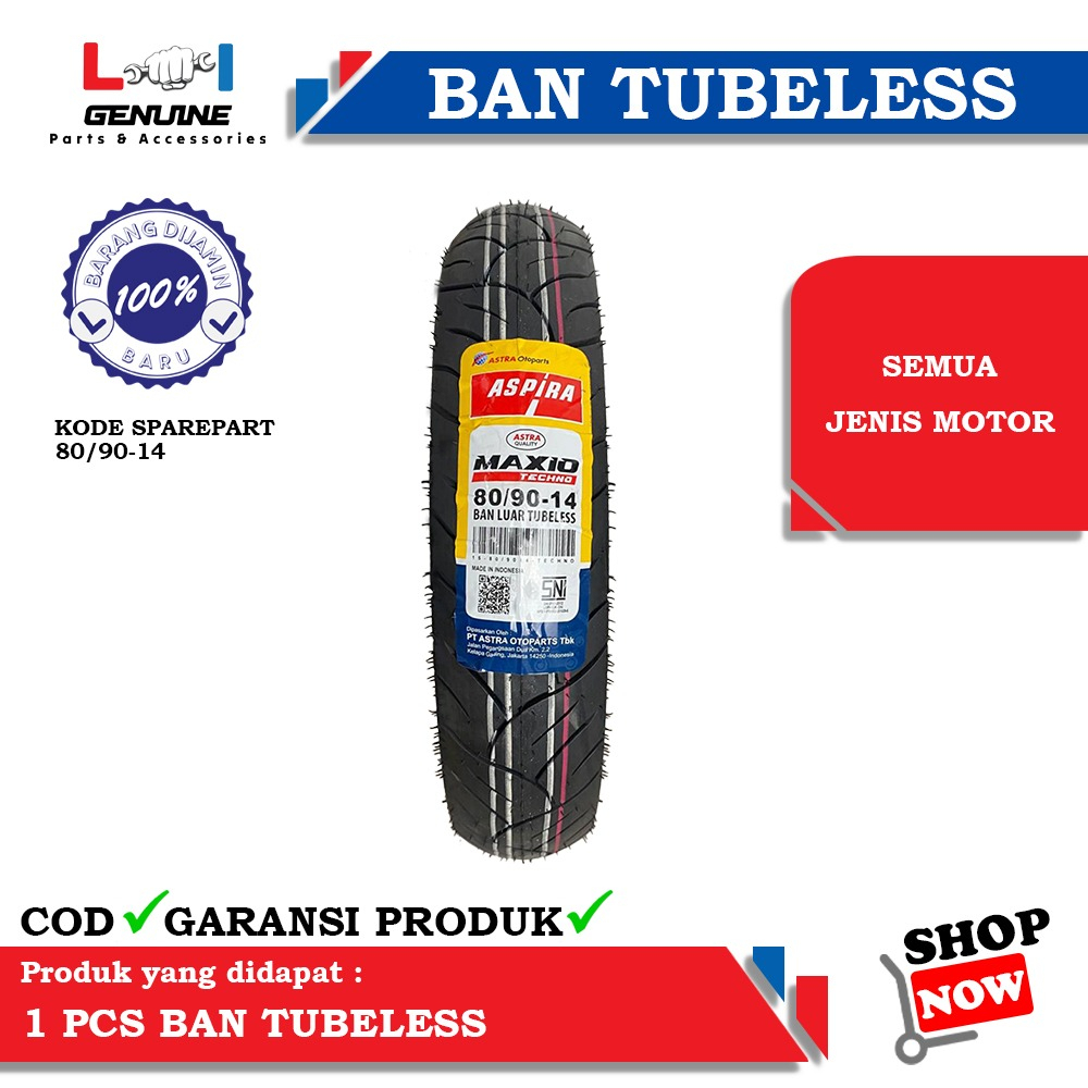 -LOI- BAN LUAR TUBELESS RING 14 ASPIRA 80/90, 90/90