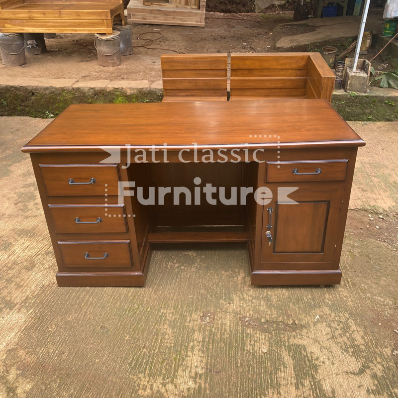 Meja kantor/meja kerja laci bahan kayu jati