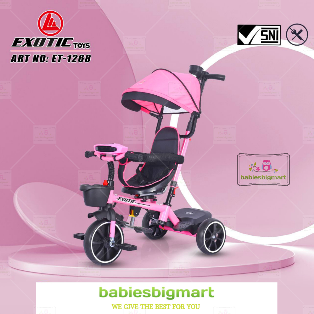 SEPEDA ANAK RODA 3 TIGA TRICYCLE EXOTIC ET 1268 MUSIC LAMPU KURSI PUTAR